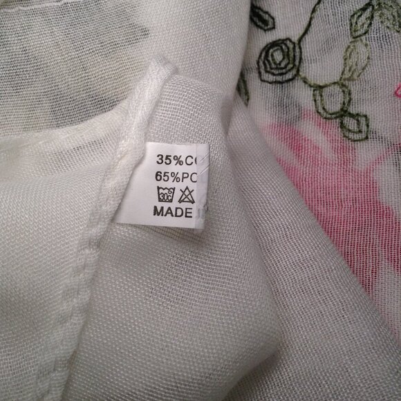 Embroidered Scarf/Sarong, Beachy, Traditional, Unique. Cotton/Poly Blend, Chic - Picture 4 of 4